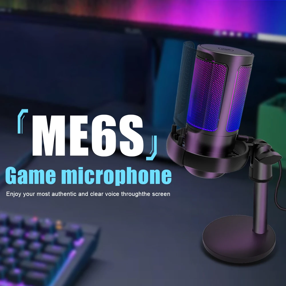 

Game USB Microphone With RGB light effect Desktop Microphone,With Reverb Mic For live Streaming,Recording Gaming Microphone