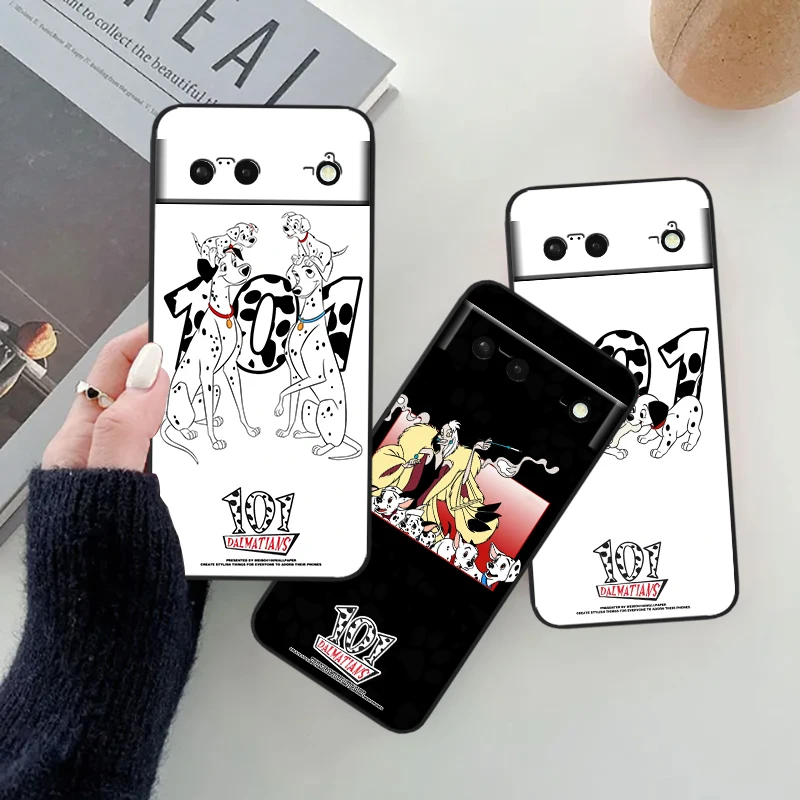 101 Spotted Dog Disney Cartoon For Google Pixel 8 7A 7 6A 6 5A 5 4 4A XL 5G Black Silicon Shockproof Shell Back Phone Case