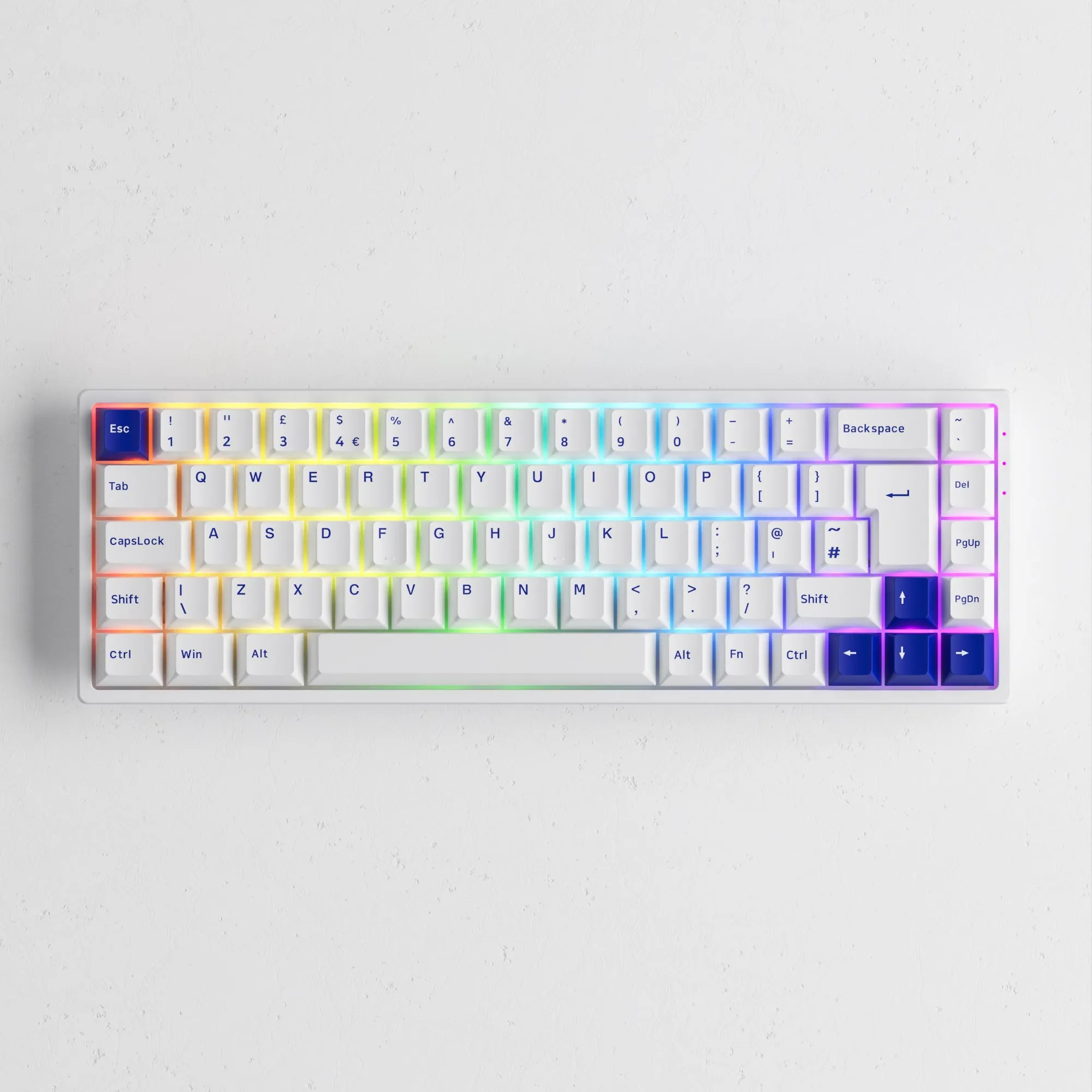 Imagem -03 - Akko 3068b Mais Azul no Branco Personalizado sem Fio de uk Nordic Layout Mecânico Gaming Keyboar Iso Rgb Quente-swap bt 5.0 2.4ghz Usb-c