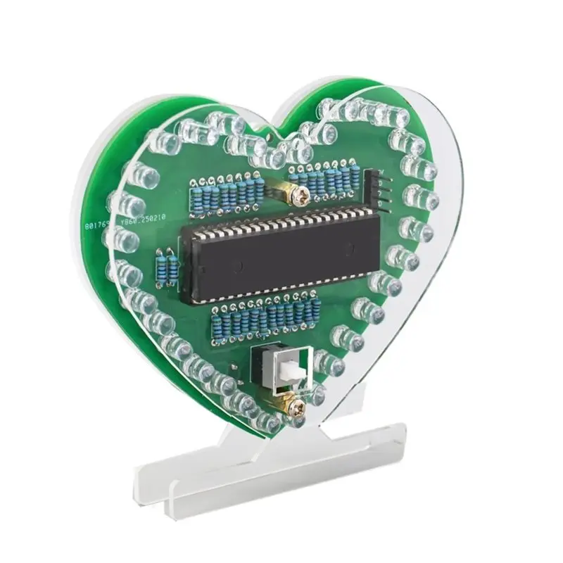 AB46-Digital Tube Display Multi-Function Heart-Shaped LED Clock DIY Kit Electronic PCB Soldering Practice Kit