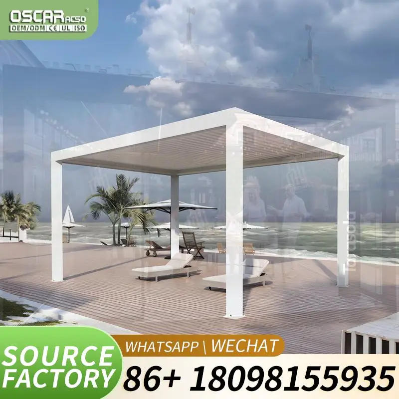 Motorized Sliding Outdoor Aluminium Pergola Elegant Waterproof Garden Pavilion for Backyard Party Beach Gathering Patio Relaxing