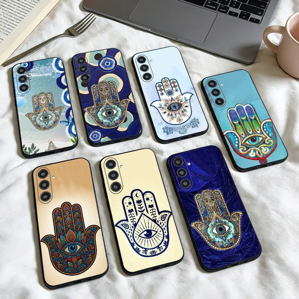 

Hamsa H-Hand Of Fatima Art phone Case For Samsung Galaxy A73,A72,A71,A70,A53,A52,A51,Others Soft Black Shell