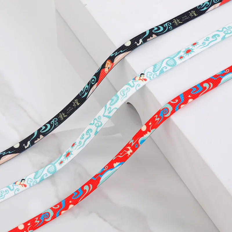 1Pair Colored Shoe Laces Flat Dunhuang Printing Colorful Shoelaces For Sneakers Washable Without Fading Accessories Shoestring