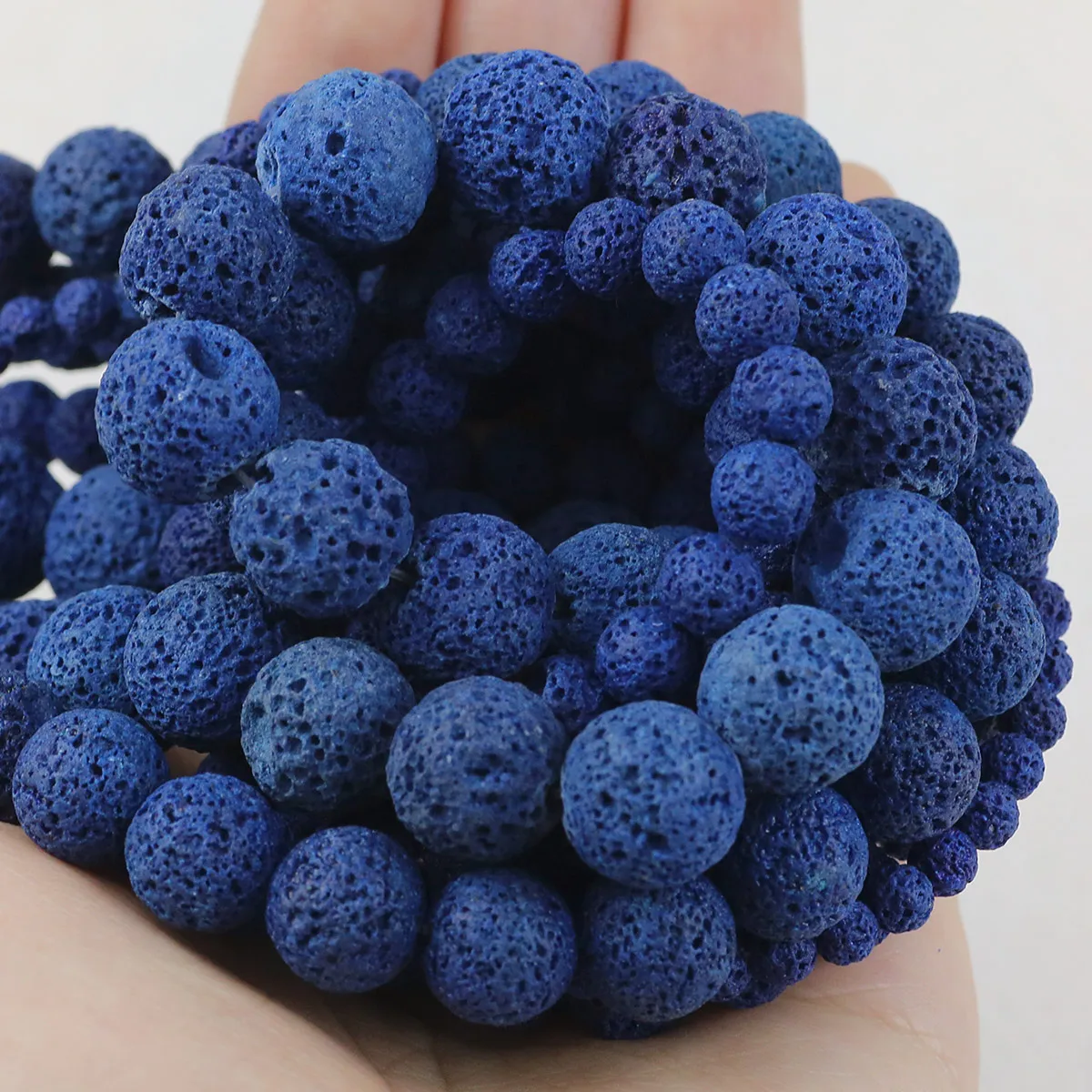 Natural Round Navy Blue Lava Stone Beads Loose Spacer Beads For Jewelry Making DIY Bracelets Necklaces Accessories 4/6/8/10/12mm