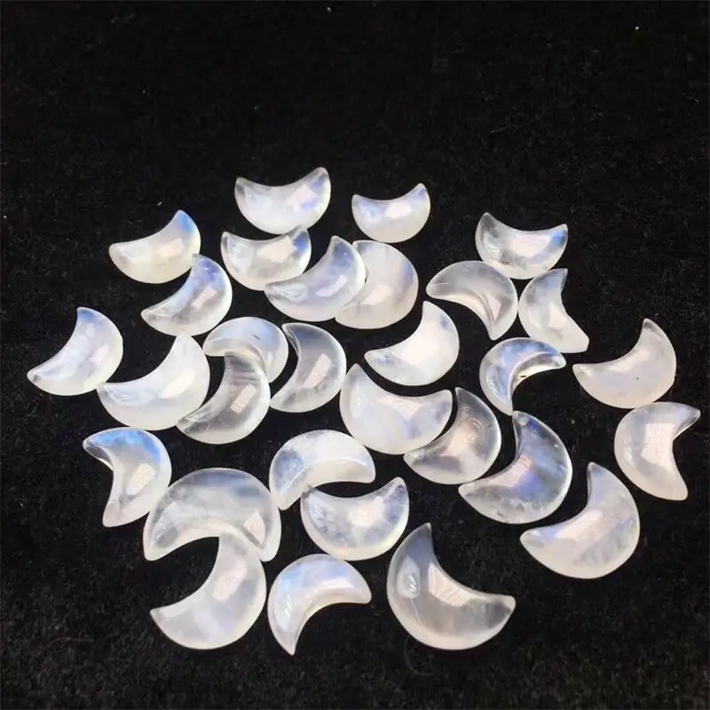 5pcs Natural Blue Moonstone Moon Carving Healing Reiki DIY Jewelry Accessories For Women Man Holiday Gift 14-19mm