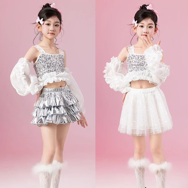 

Fashion Girls Group Jazz Dance Costume Kids K-pop Outfit Hip Hop Clothing Child Performance Dresses Stage Catwalk Wear XS9771