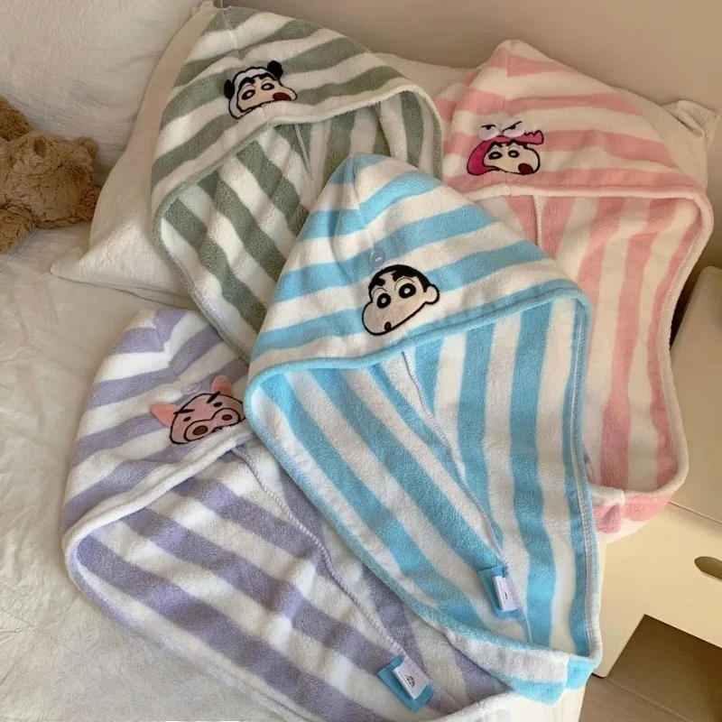 

Anime Crayon ShinChans Dry Hair Cap Girl Quickly Dry Hair Hat Super Absorbent Soft Bathroom Child Head Towels Cute Shower Cap
