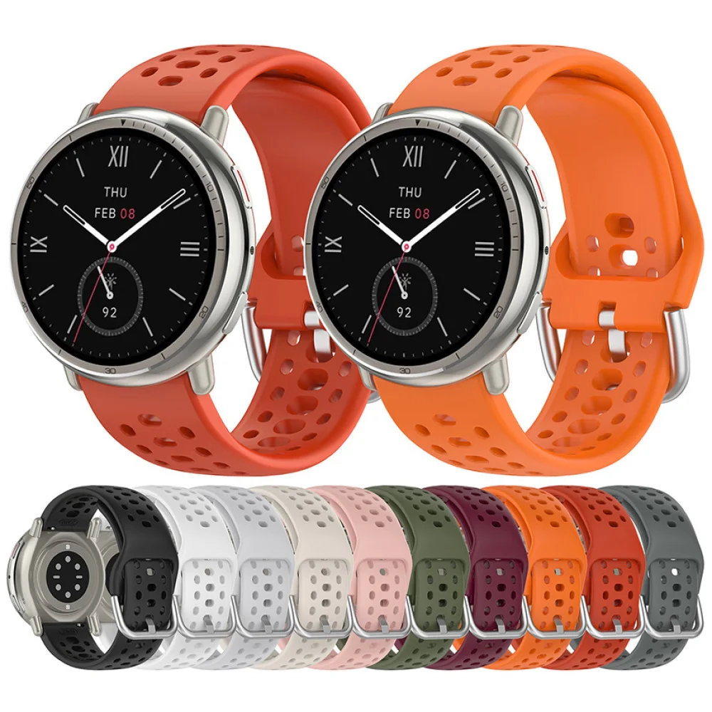 1 قطعة 20 مللي متر سيليكون حزام متعدد حفرة تنفس الرياضة الفرقة 5.6-8.5 "ل Amazfit Active2 A2437/Active2 مربع A2434 اكسسوارات