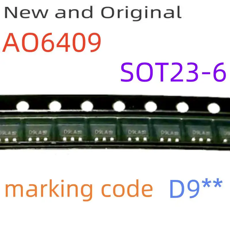 AO6409 TSOP6 20V 5.5A P-channel MOSFET marking code D9**