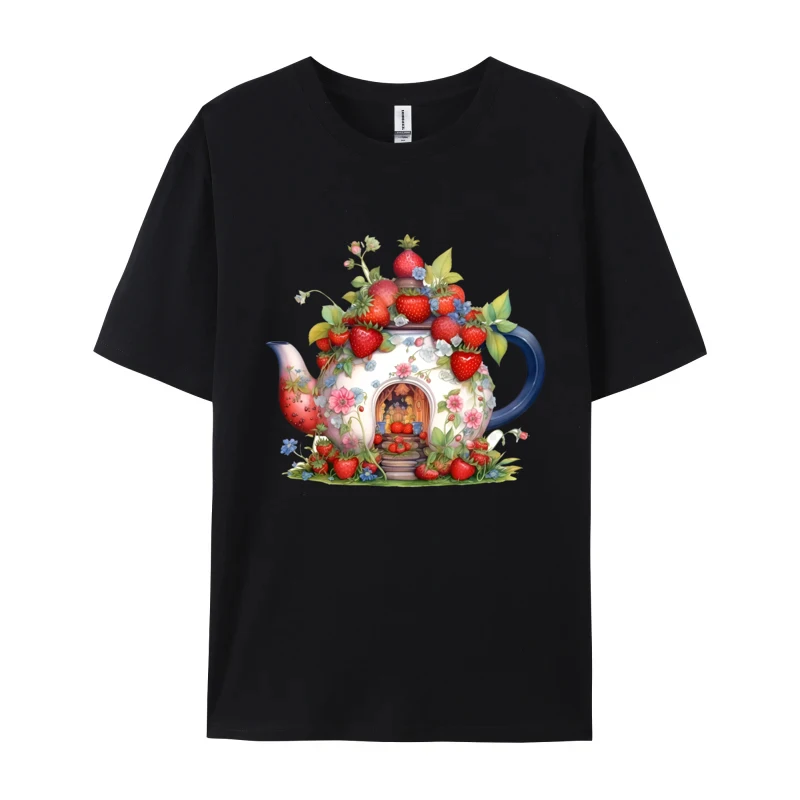 Unisex Strawberry Teapot Set Beginner T-Shirt Printing Fashion Home Party Custom Tops & Tees Graphic Funny Tshirt