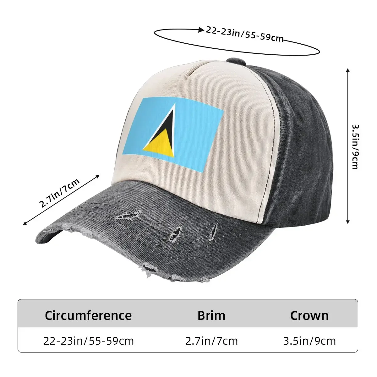 St Lucia National Flag Baseball Cap |-F-| Brand Man cap Horse Hat Woman Hats Men's image 6