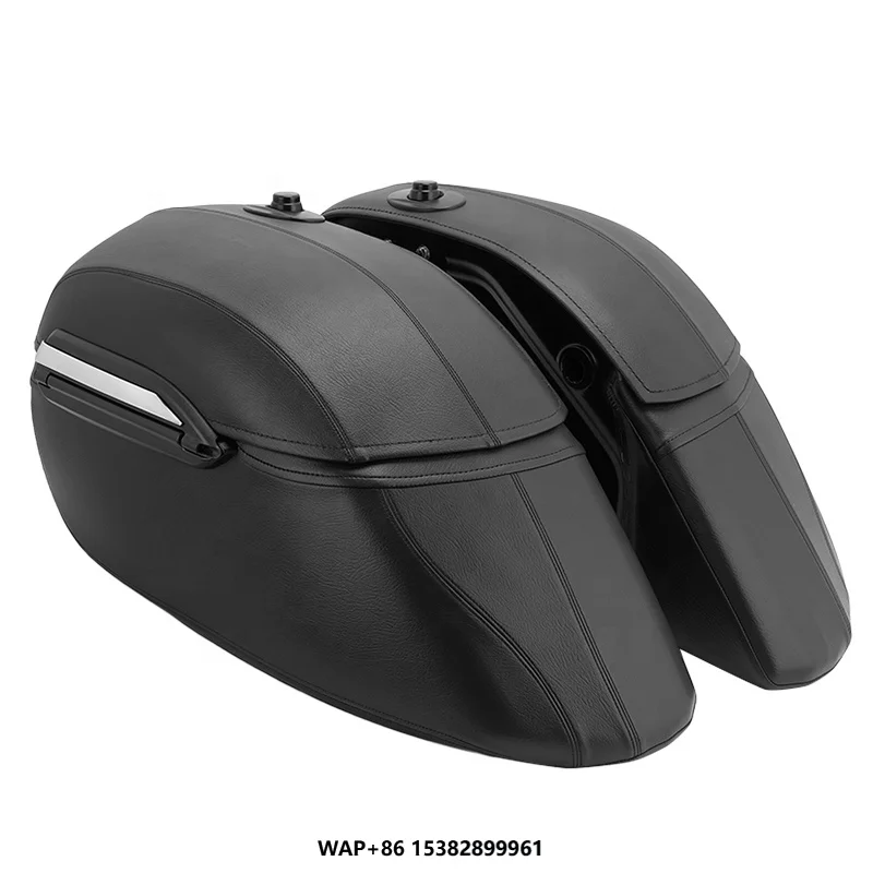 

Universal Motorcycle Black Side Hard Luggage Saddlebags Leather Saddle Bag for Honda Suzuki