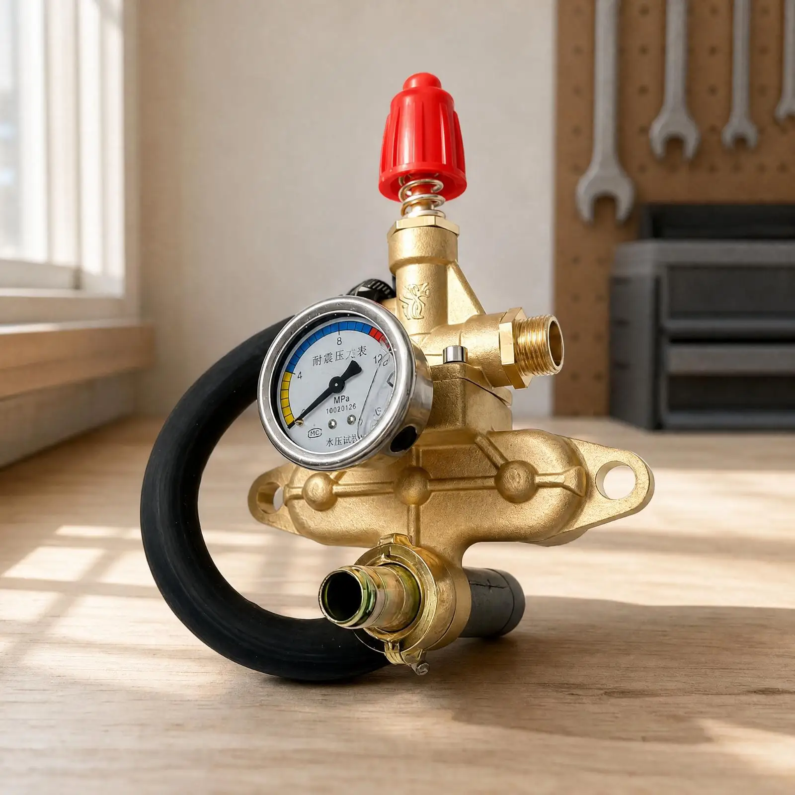 Pressure Washer Component Threaded Connections Pump Head with Pressure Regulating Pressure Setting Knob Sturdy Metal
