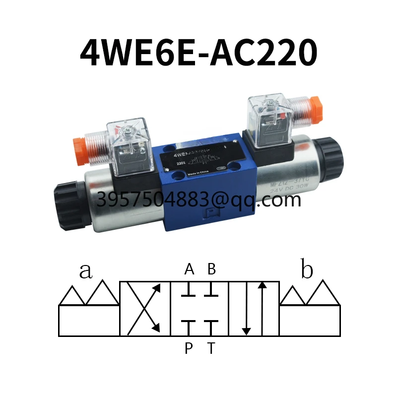 Hydraulic two-way reversing solenoid valve 4WE6EDJGHA-DC24 series AC220 single head