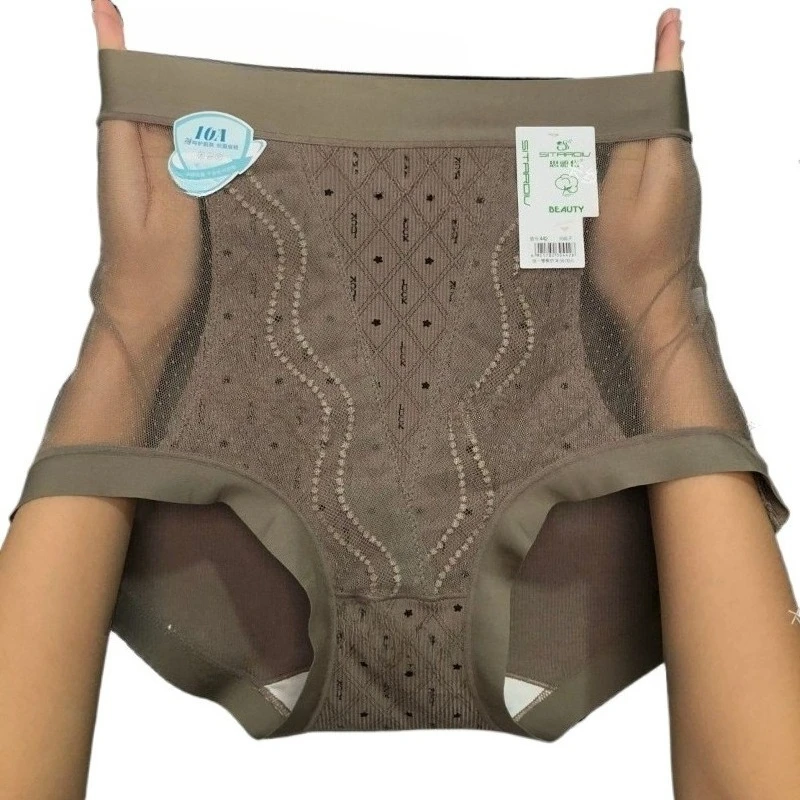 

Sexy High-waisted Lace Mesh Transparent Large-size Underwear Women's Comfortable Fat Mm Skin-friendly Breathable Seamless Briefs