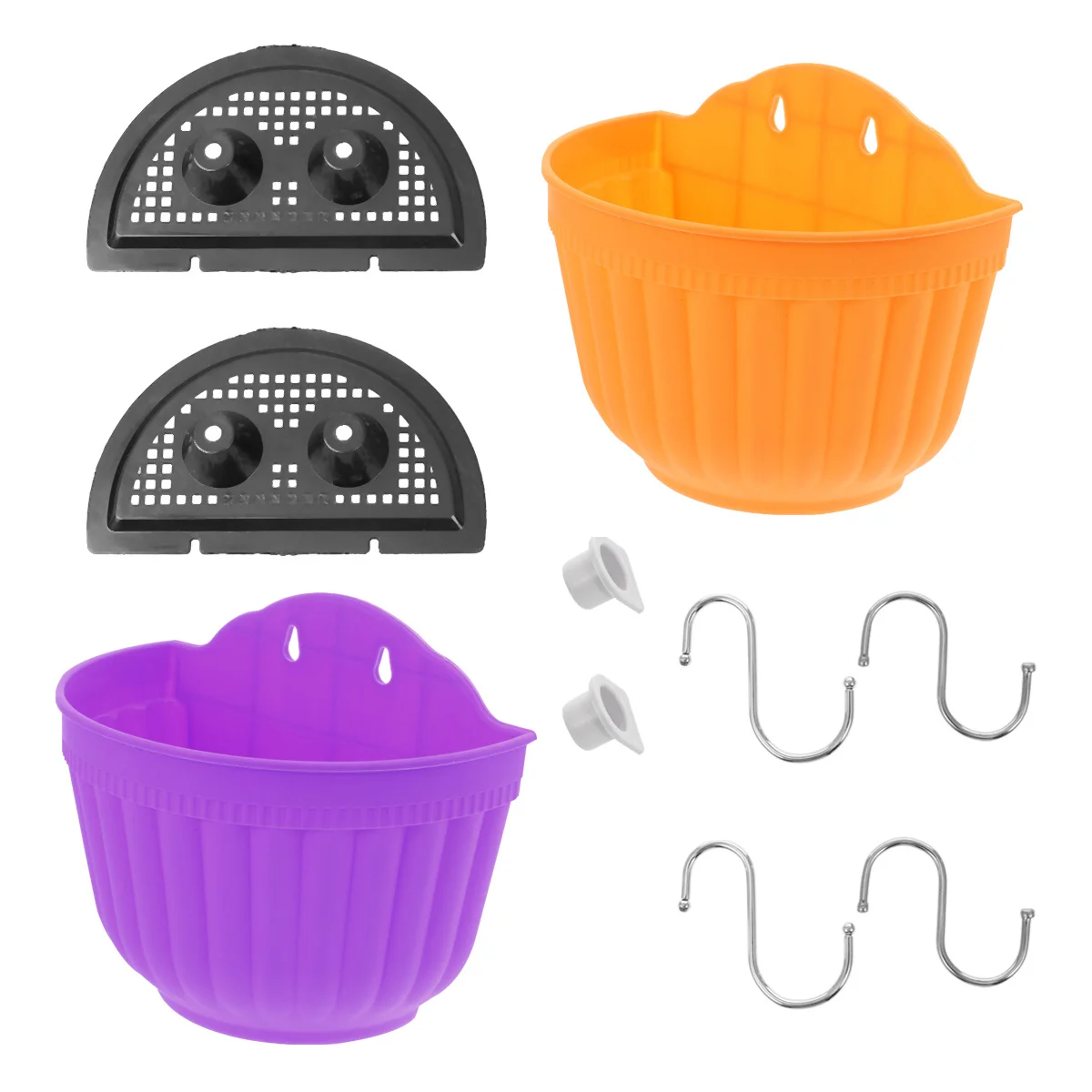

2Pcs Wall Hanging Flower Pot Plastic Plant Pot Basin Hook Durable Home Garden Balcony Table Decoration Hanging Basket