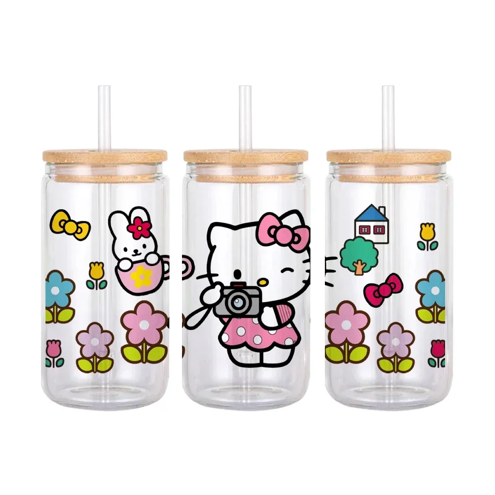 11x24cm Mini Japanese Cat Cartoon Sanrio UV DTF Transfer Sticker Waterproof Hello Kitty For DIY Glass Wrap