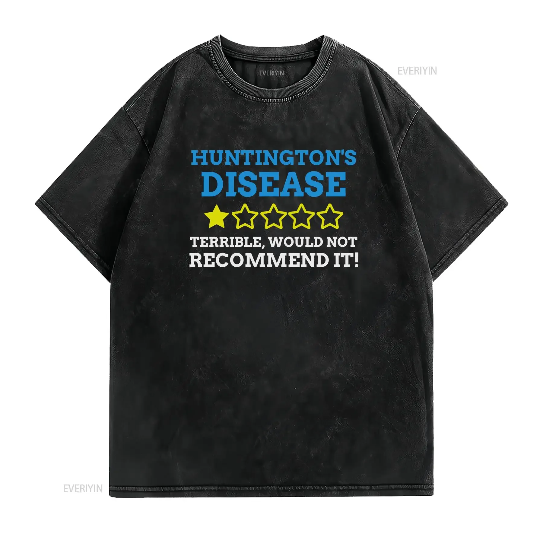 Funny Huntington's Disease T Shirt Huntington Chorea s vintage Washed Stretched Casual fashion Versatile graphic homme