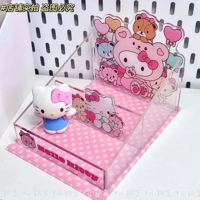 

Kawaii Hello Kitty Storage Box Anime Desktop Stationery Cosmetics Storage Organizing Box Decorative Ornament Box Toys for Kids