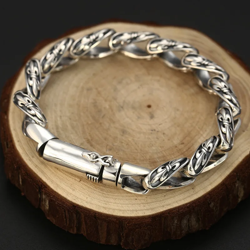 

ornament personality generous men's Thai silver bracelet vintage distressed boat anchor thick type silver necklace