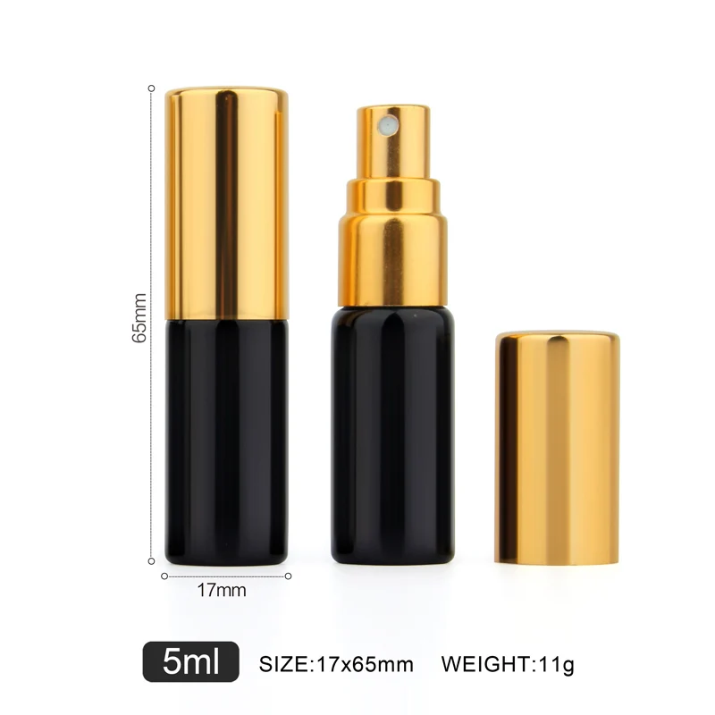 50pcs 5ml Mini Perfume Bottle Portable Refillable Spray Bottle Empty Cosmetic Containers Travel Aluminum Perfume Atomize