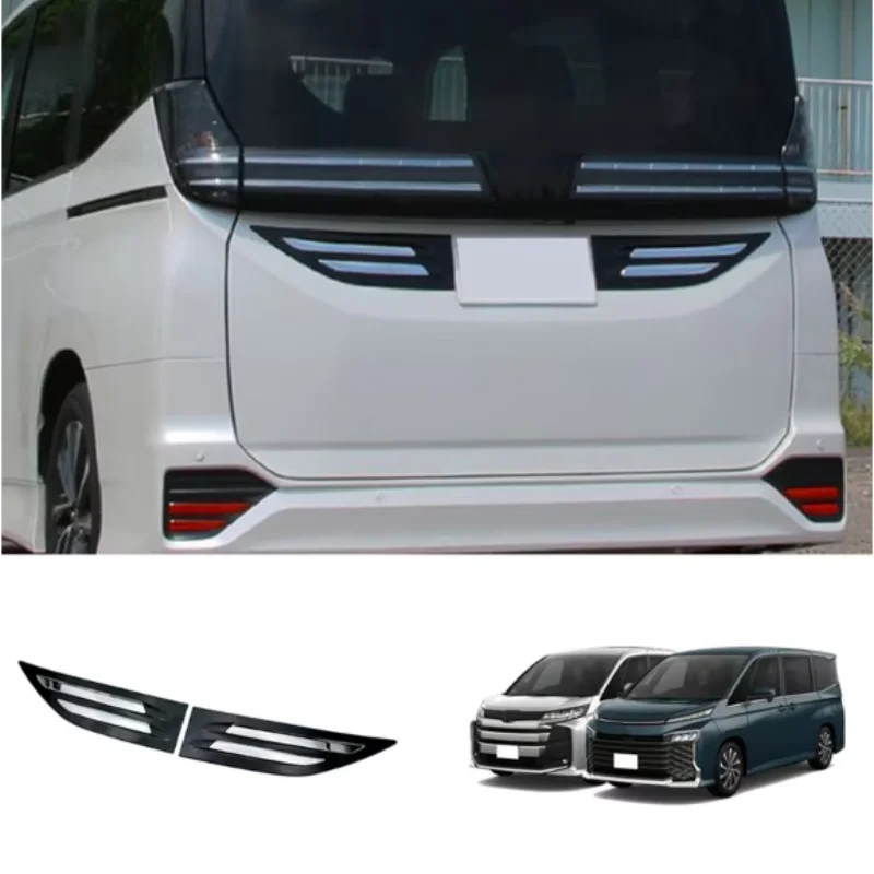 

For Toyota Noah Voxy 90 Series 2022 Exterior ABS Glossy Black Rear Door Trunk Strip License Plate Frame Side Trims Cover