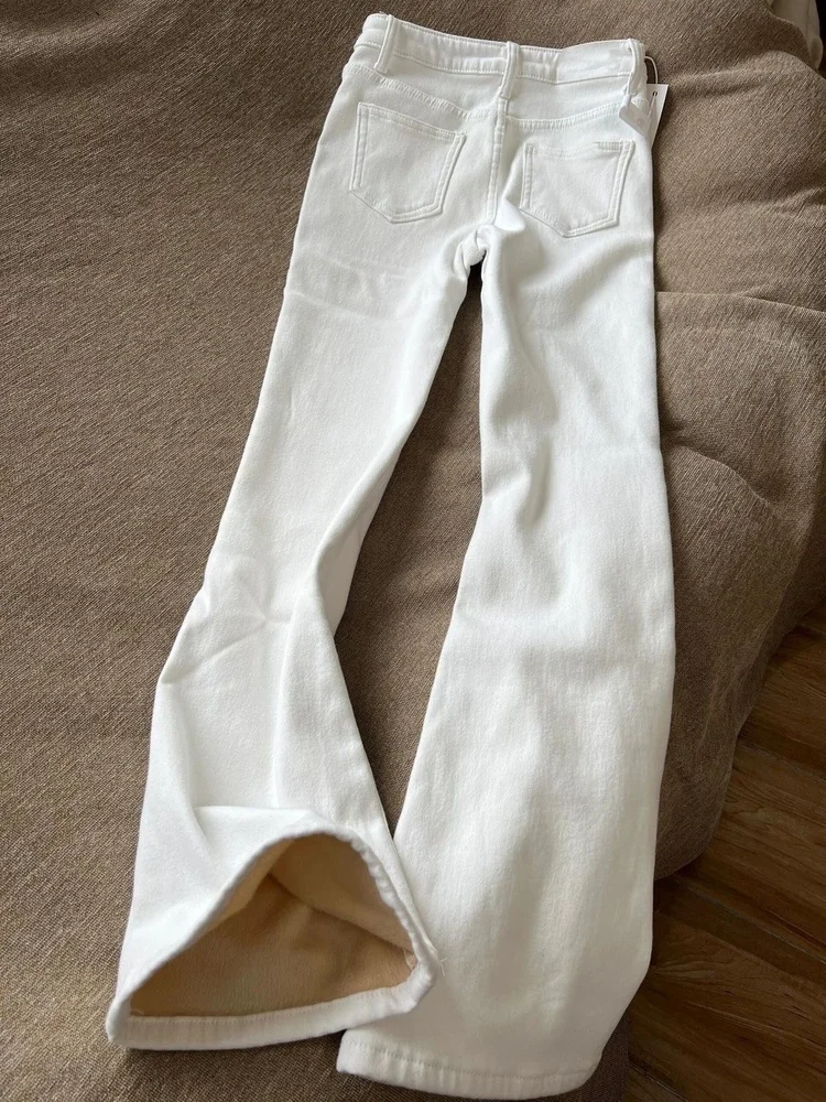 Fce اصطف Thiened مايكرو متوهج الجينز النساء الشتاء حجم كبير التخسيس ثنى صالح عادية عالية الخصر الدنيم السراويل #2