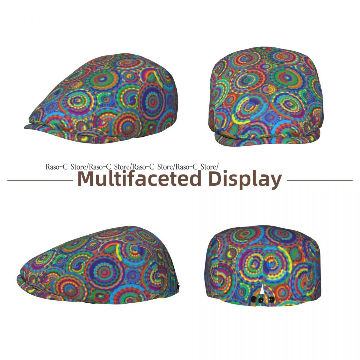 Unisex Adult Forward Peaked Cap Ethnic Colorful Geometric Vintage Newsboy Flat Cap Casual Streetwear Ivy Driving Hat