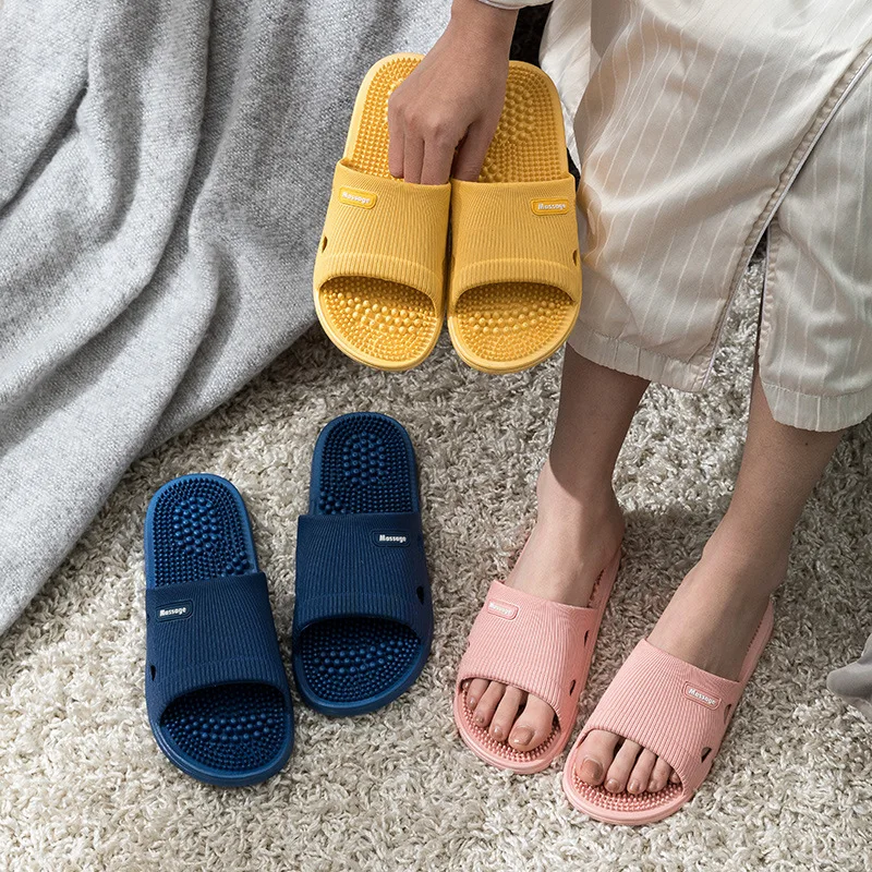 New Women Massage Slippers Summer Bathroom Sandals Women Indoor Non-slip Soft Bottom Solid Colour Casual Shoes Sandalias
