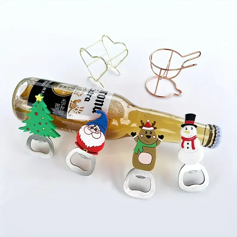 Christmas Magnetic Bottle Opener Santa Claus Beer Eagle Silicone Refrigerator Magnet Holiday Party Kitchen Tool Gift Decoration