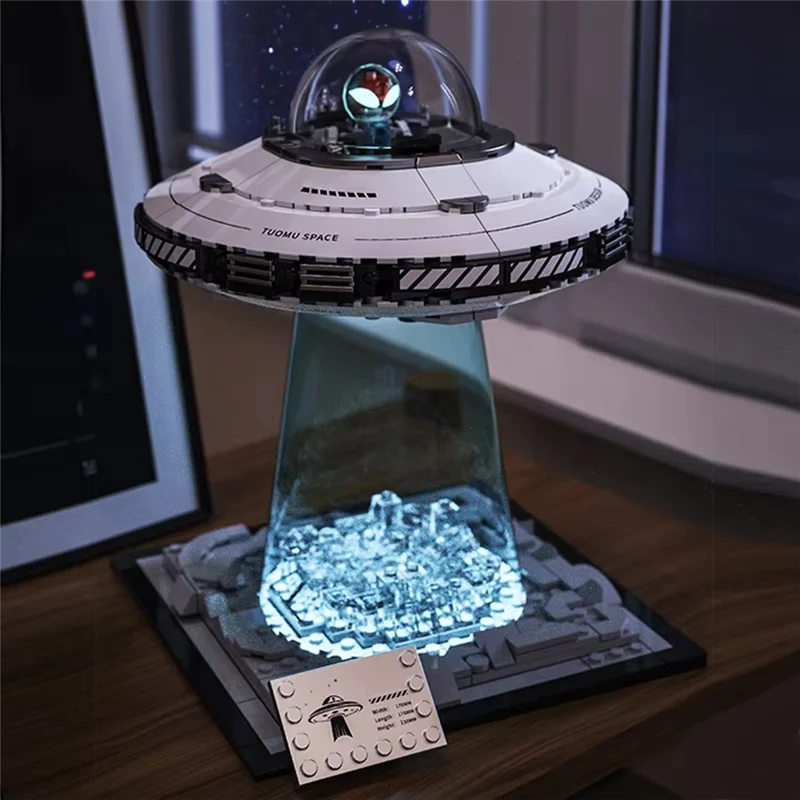 FBIL-UFO Luchtvaart Wetenschap Bouwsteen Schip Ruimtevaartuig Puzzel Assemblage Ornament Model