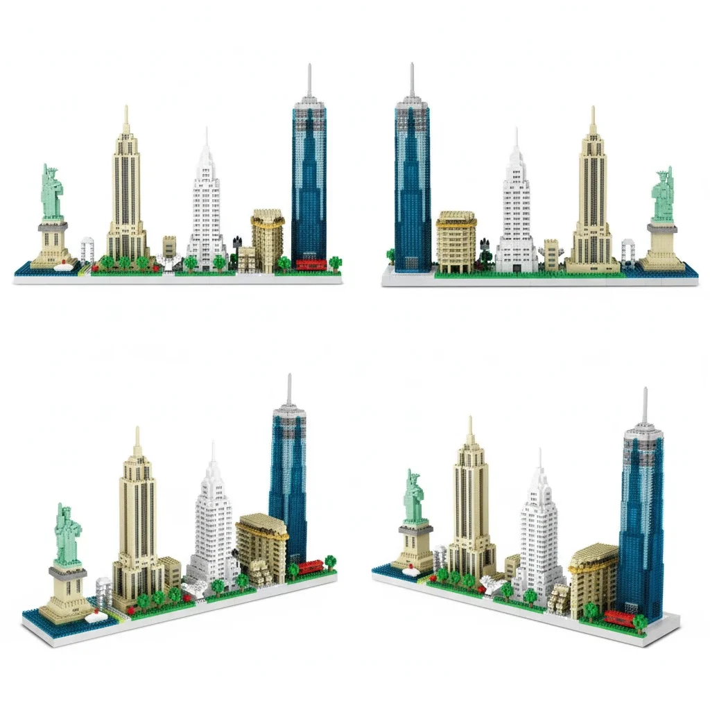 NYC Downtown Mini Bricks Statue of Liberty Empire State Building DIY Assembly Tabletop Collection Decor view 4