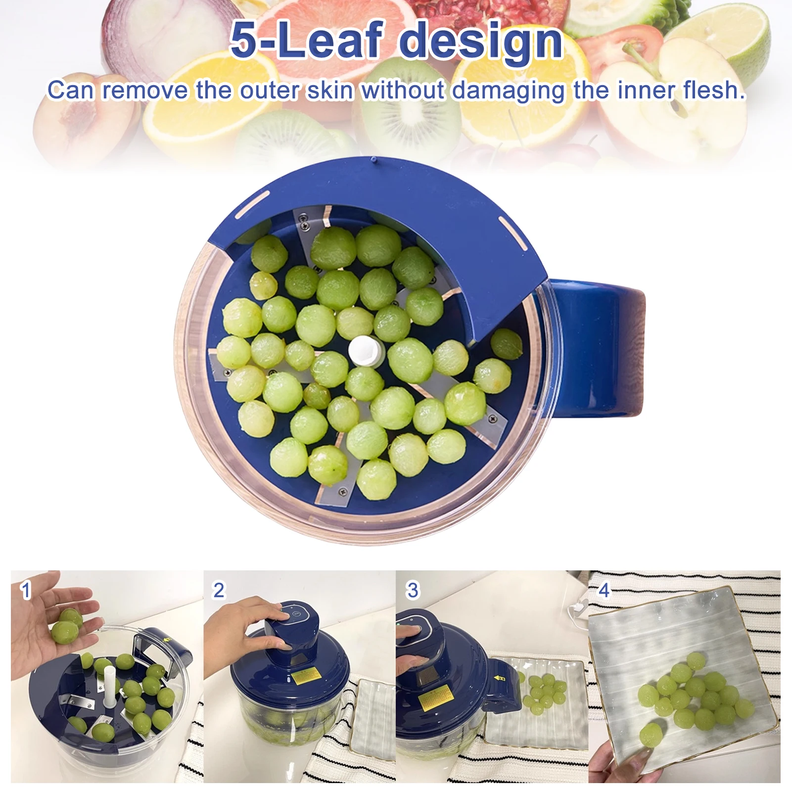 

Electric Grape Peeling Machine Automatic Fruit Peeler Machine Portable Apple/Peach Peeler for Home Kitchen Gadget