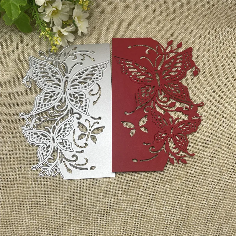 

Butterfly lace frame Metal cutting dies mold Round hole label tag Scrapbook paper craft knife mould blade punch stencils dies