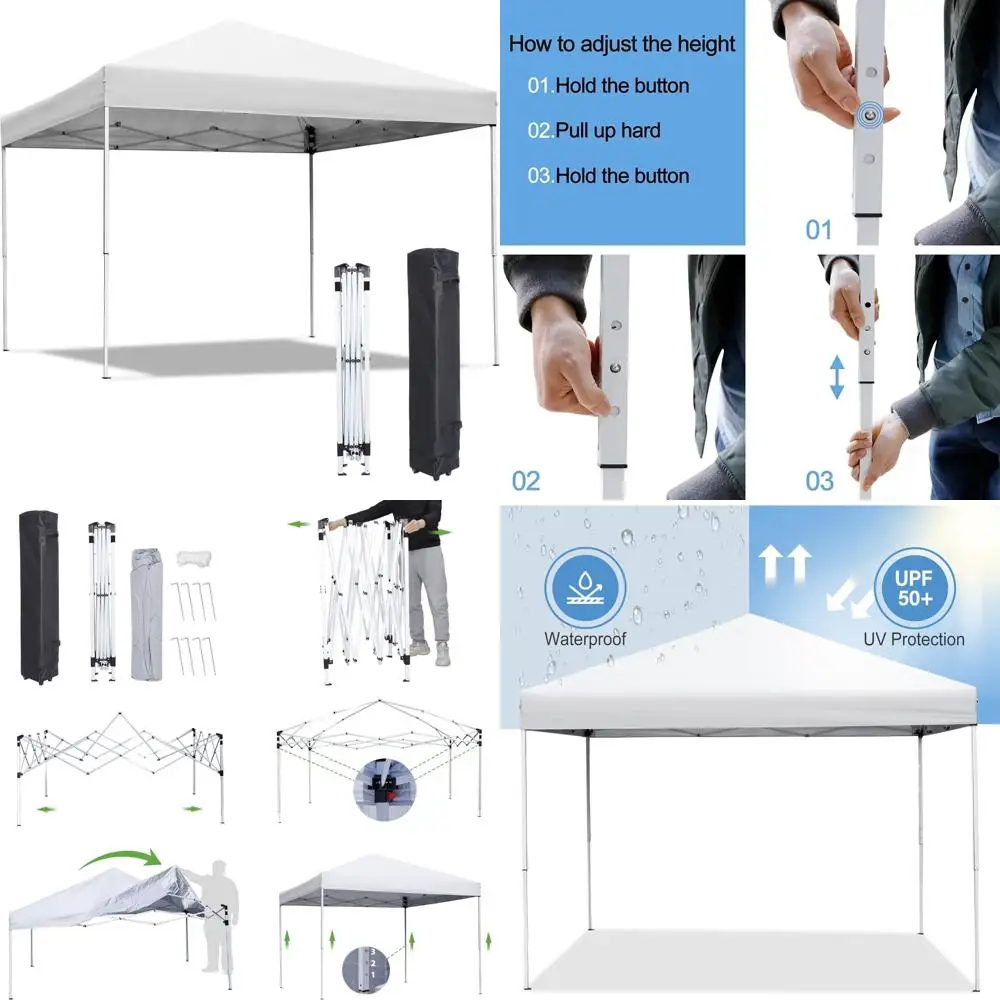 

10x10 Instant Pop-Up Canopy Tent with Adjustable Legs, Easy Setup, Outdoor Patio Shelter, Wheeled Bag Included, Suitable for Var