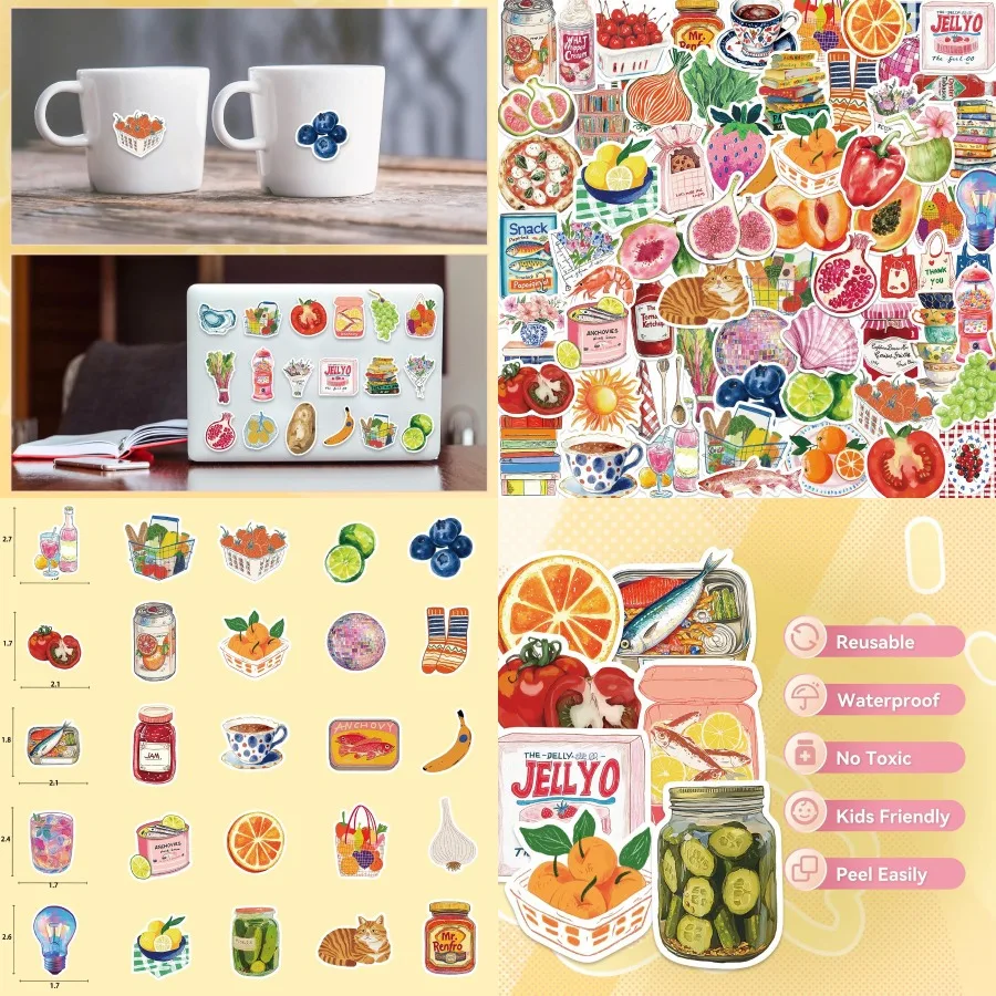 

100 PCS Vintage Aesthetic Stickers Cute Coquette Stickers Food Sticker Pack for Adult Journaling Scrapbooking Decorative Use in
