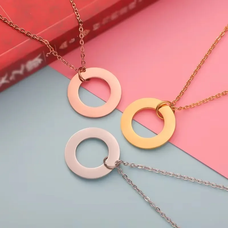 10pcs Stainless Steel Donut Washer Blank Pendant Necklace Mirror Polish Round Charm Necklace Women Jewelry
