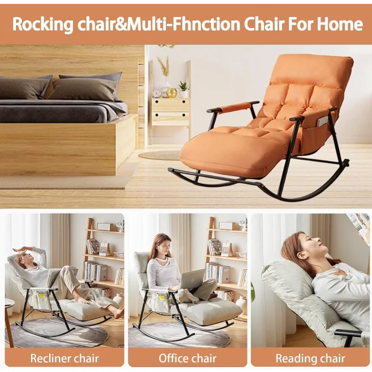 كرسي صالة هزاز متعدد الألوان مريح عالي الجودة مع زاوية خلفية قابلة للتعديل ومحمول وحقيبة تخزين #5