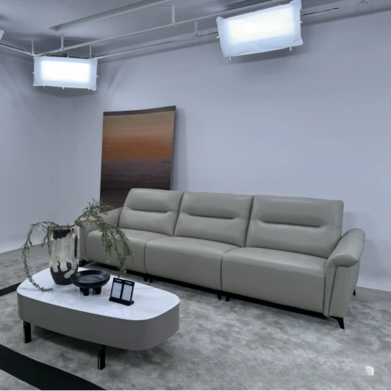 Nordic minimalist leather first-layer cowhide sofa
