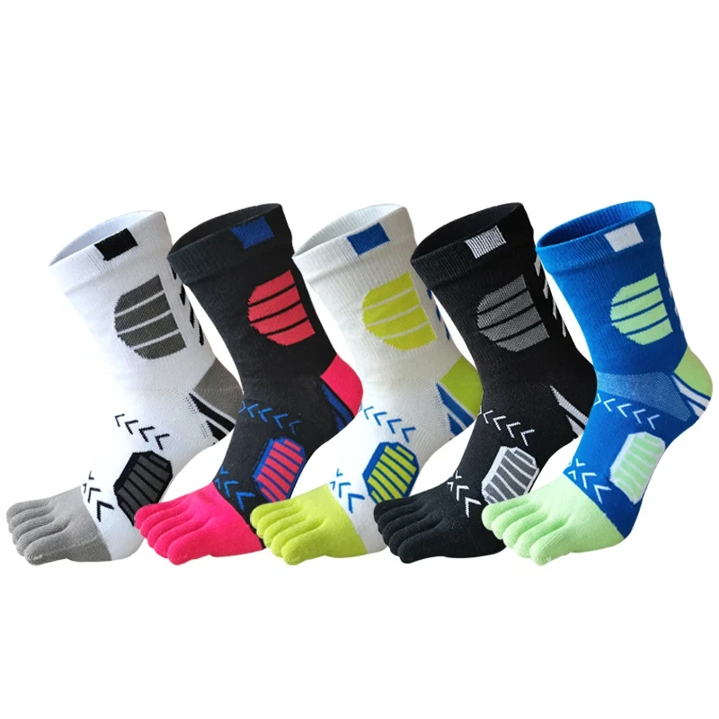 

5 Pairs Sport Toe Socks Compression Pure Cotton Sweat-Absorbing Colorful Bike Marathon Fitness Outdoor Basketball 5 Finger Socks