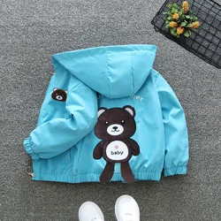 1 2 3 4 5 6 Years Baby Boy Jacket Cartoon Bear Hooded Windbreaker Coat For Girls Fashion Spring Autumn Outwear Children Clothing