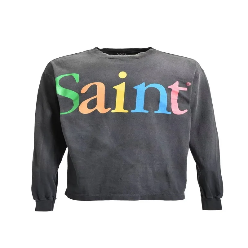 

Футболка с длинными рукавами и надписью Saint Michael Pattern Letter Distressed