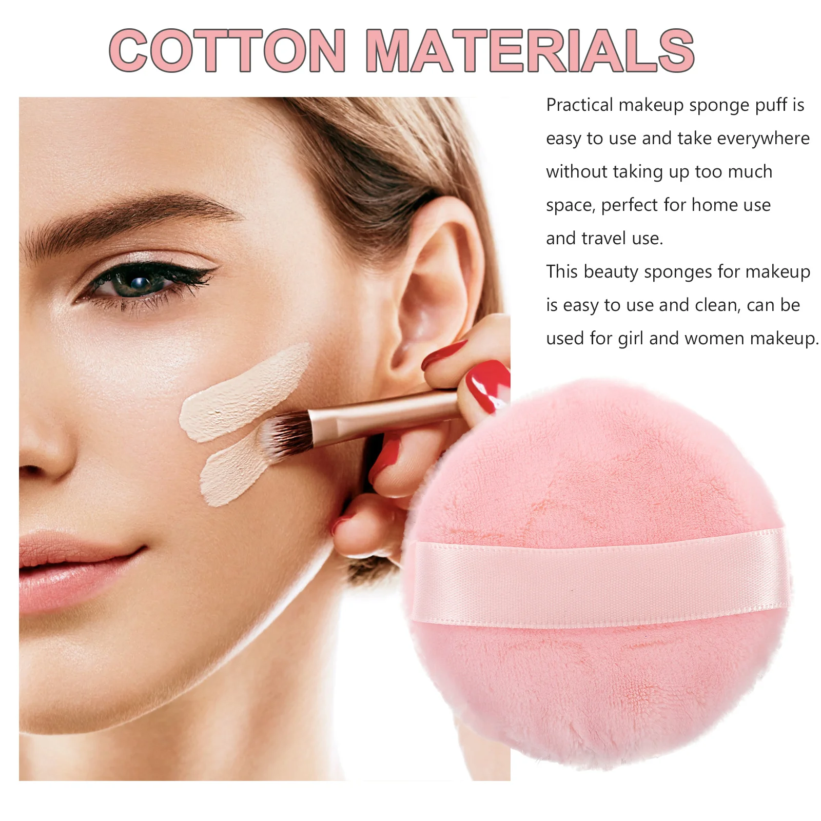 Éponge de maquillage en poudre bouffante en coton doux, 2 pièces, éponge Durable et réutilisable pour fond de teint, Blush, surligneur, maquillage