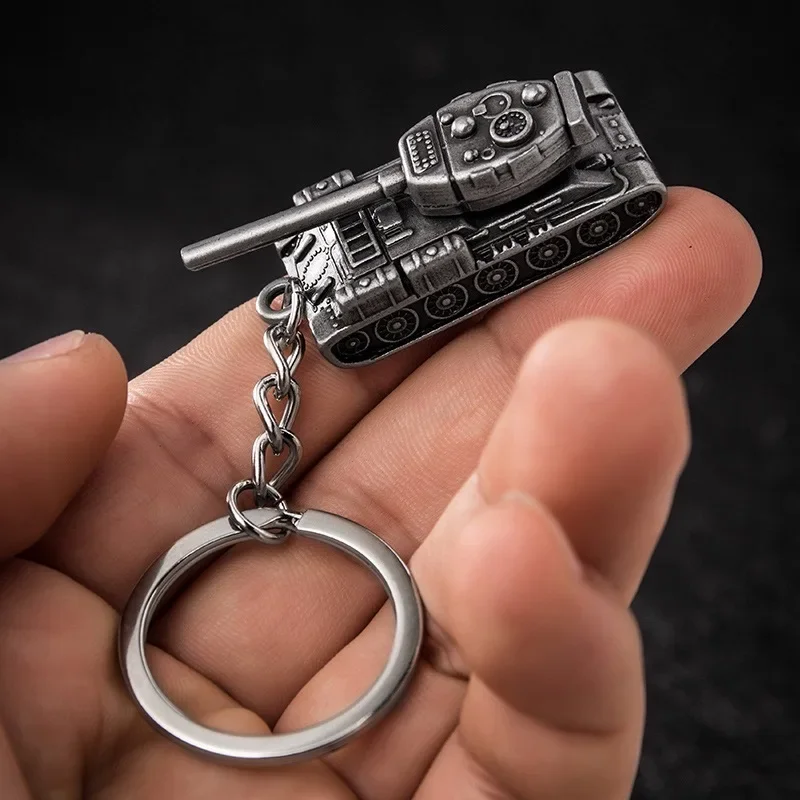 Heavy Punk 3D Tank Pendant Keychains Metal Creative Tanks Airplane Keyrings Men Women Buckle Car Motorcycle Trinket Key Holder