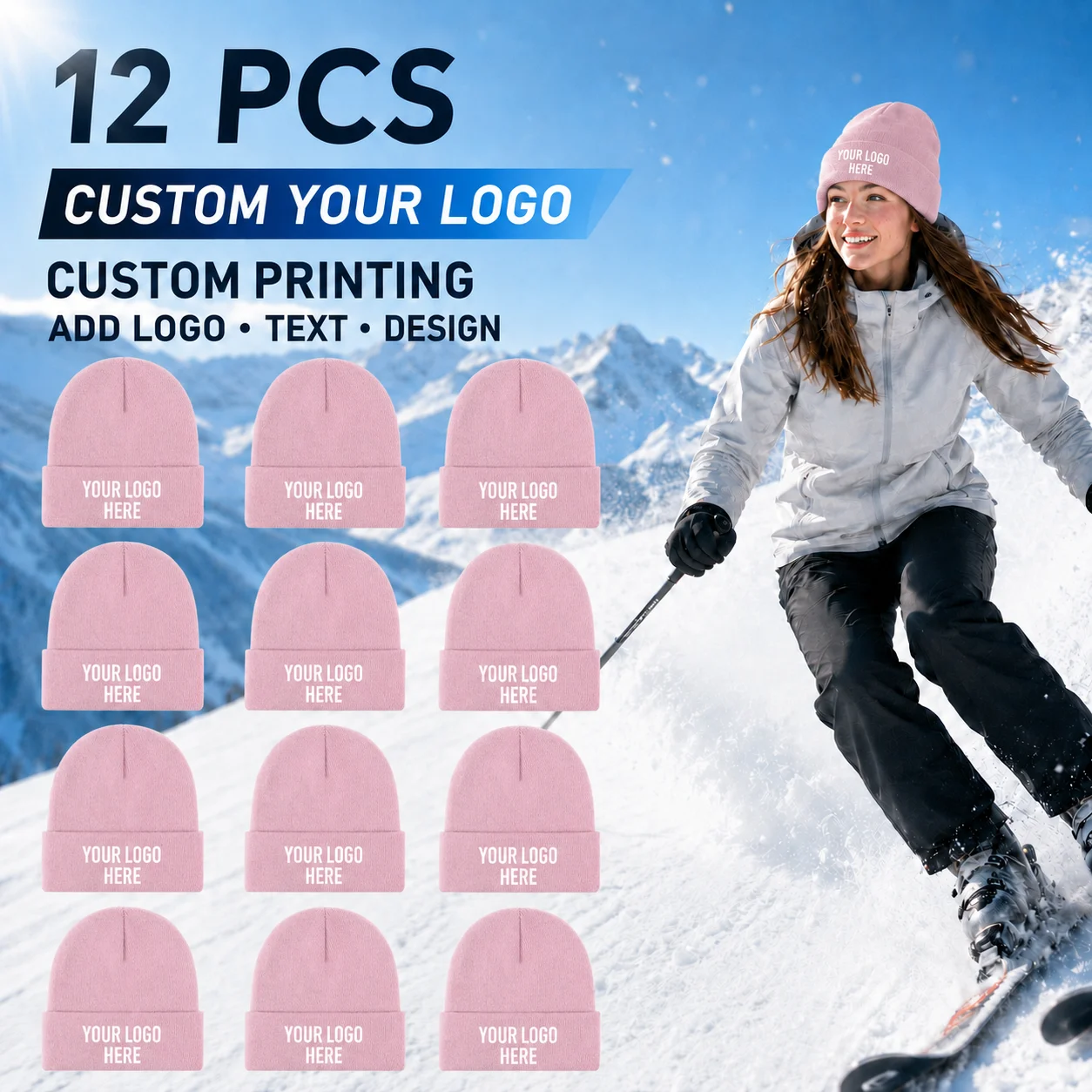 12pcs Custom Knit Beanies Pers - Knit Beanie Hat Warm ulasan dan harga