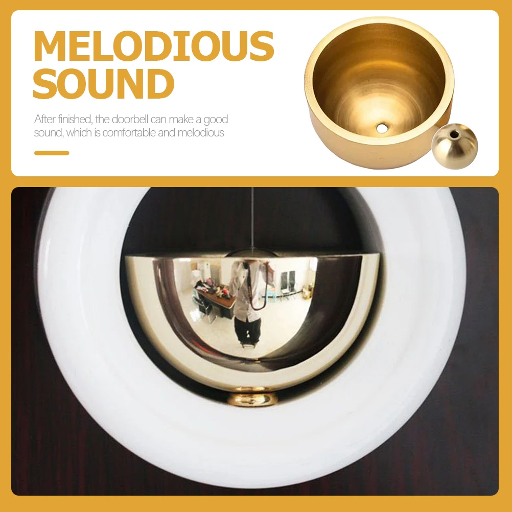 

Golden Copper Doorbell Accessory 37mm Smooth Satin DIY Shopkeeper Bell Pendant Home Opening Wind Chime Hanging Decor Doorbell