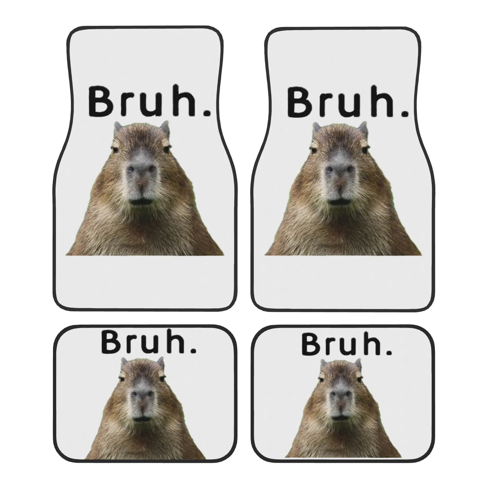 

Capybara Bruh Meme Car Floor Mats of 4 Pieces Crystal Velvet Non-Slip Carpets Rugs Universal Car Front Rear Carpets Foot Mats
