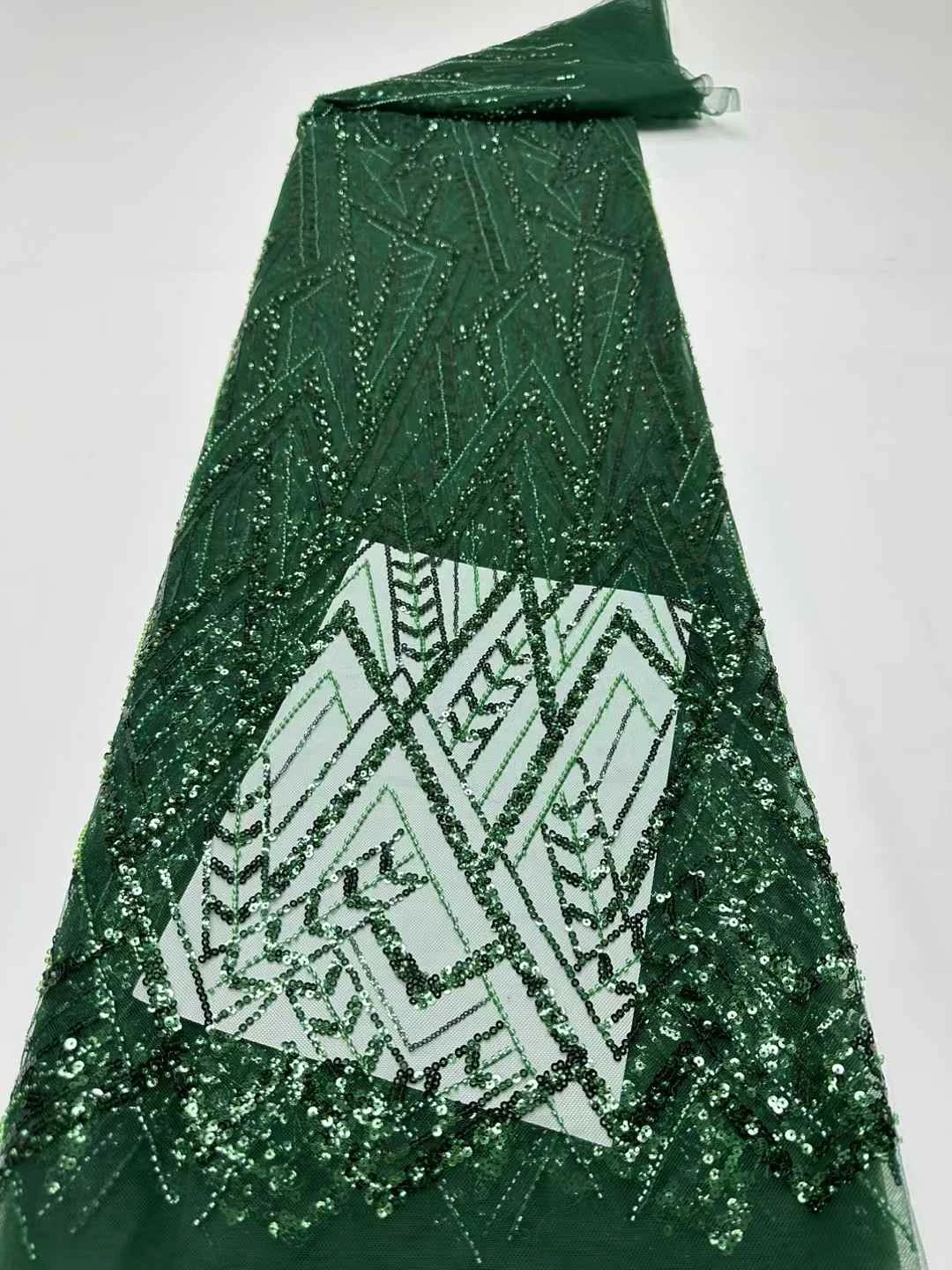 

African Lace Fabric 5 Yards French Tulle Fabric Gauze Sequins Mesh Sequins Beaded Fabric Suitable for Wedding Tailstock/Party