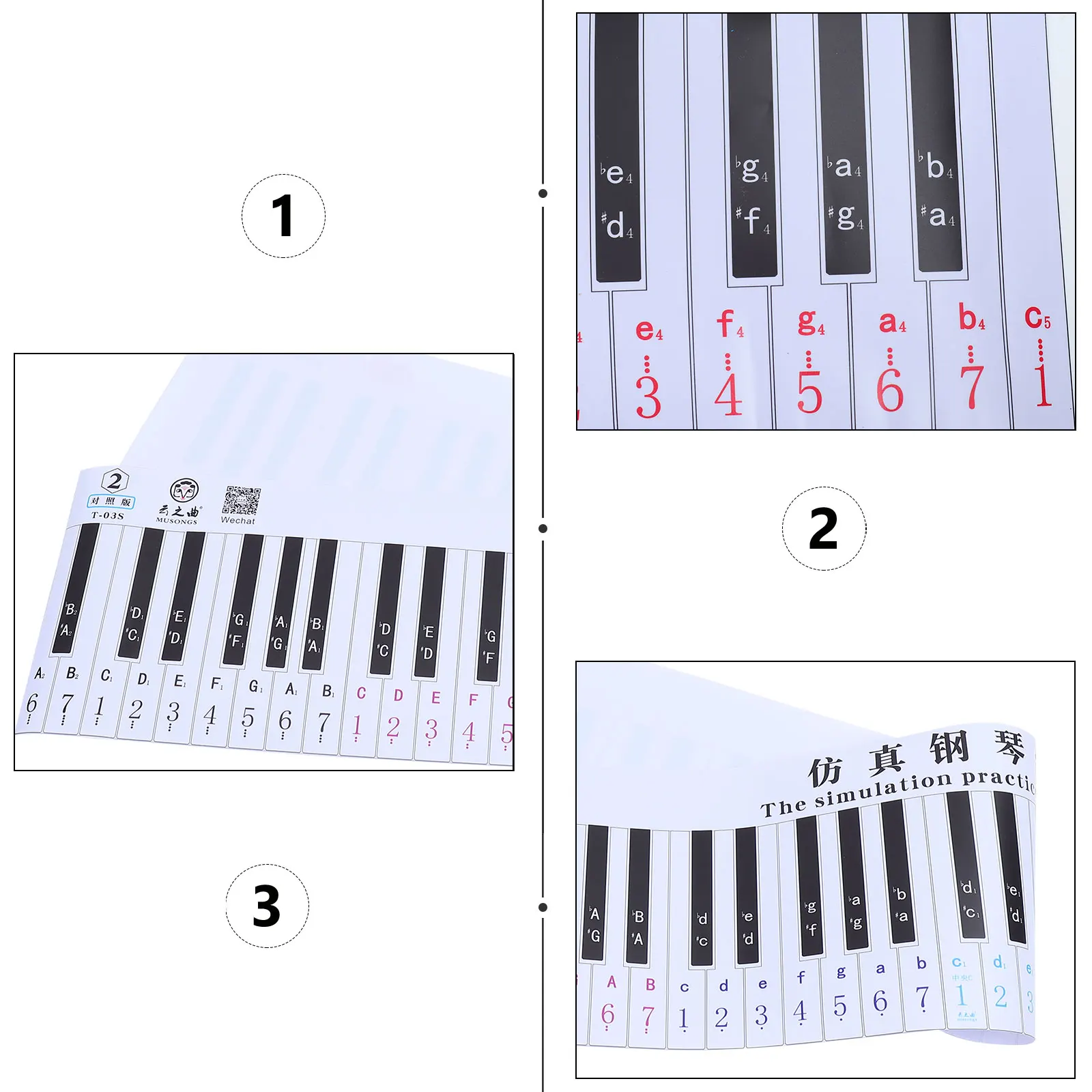 

1pc 88 Key Piano Keyboard Sticker Waterproof Rollable Practice Chart For Beginner Finger Simulation Learning Tool Standard