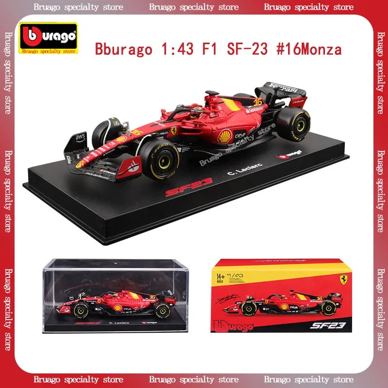 

Bburago 1:43 F1 Sf-23 Alloy Ferrari Las Vegas Edition 16 # Формула-1 Monza Livery с акриловой коробкой в твердом переплете, коллекция игрушек-автомобилей